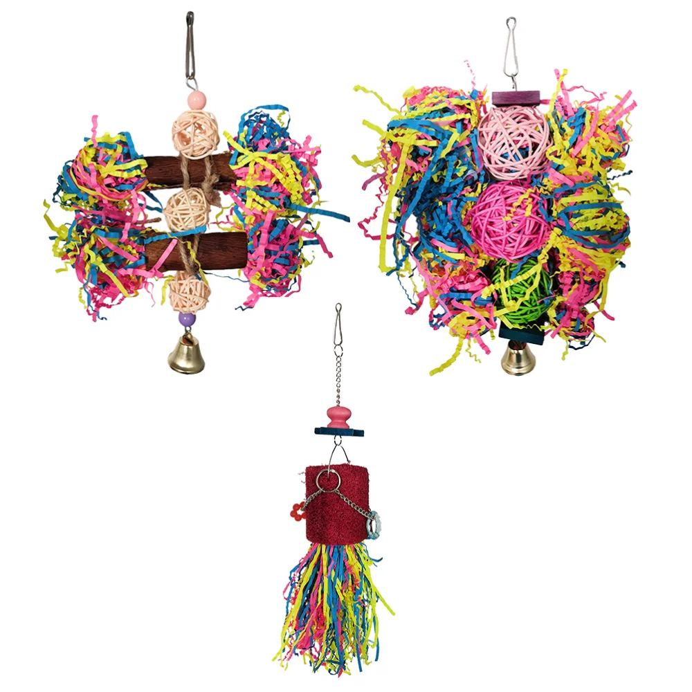 

1 Set/3pcs Parrot Bird Chewing Wire Drawing Pendant Chicken Soothing