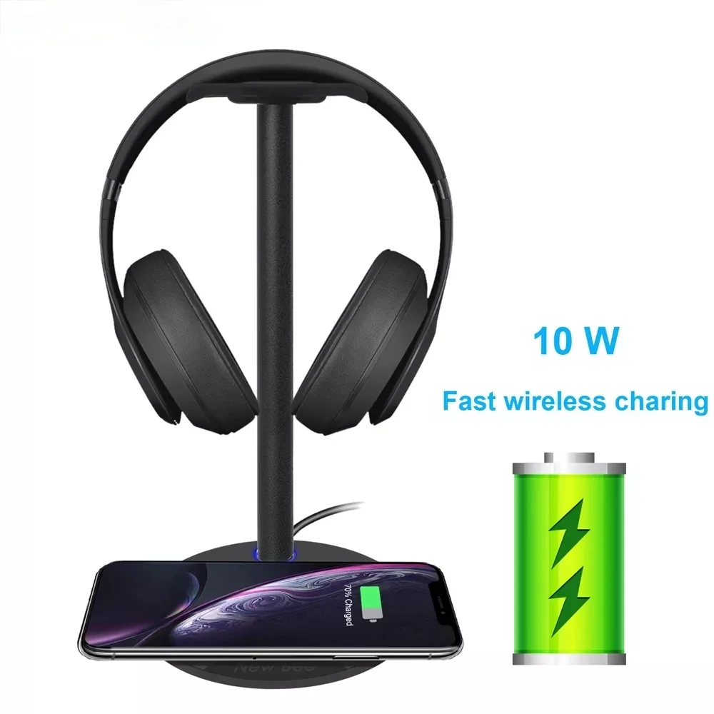 

New Two-In-One Durable And LED Indicator Charger 5W 7.5W 10W 3 Kinds of Charging Mobile Phone Wireless Charging Earphone Holder