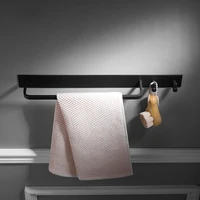 aluminum bathroom towel bars towel rack wall mount towel bar with hooks black white bath hardware bathroom accessories 40 60cm