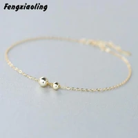 100 authentic 925 sterling silver round beads anklets for womans fashion 2018 summer jewelry ankle foot chain