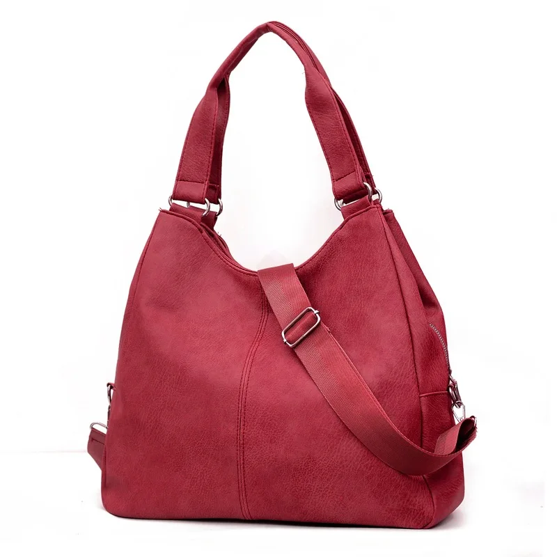 Мягкая вместительная сумка через плечо из искусственной кожи для женщин