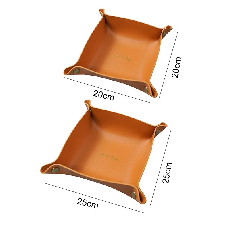 

Desktop Storage Tray Leather Key Plate Home Decoration Dice Tray Key Wallet Coins PU Leather Folding Storage Box Wholesale