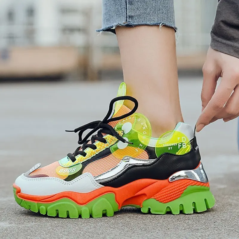 

Mixed Colors Chunky Sneakers Platform 2020 Casual Dad Shoes White dames Sneakers Women Shoes Trainers basket chaussure femme