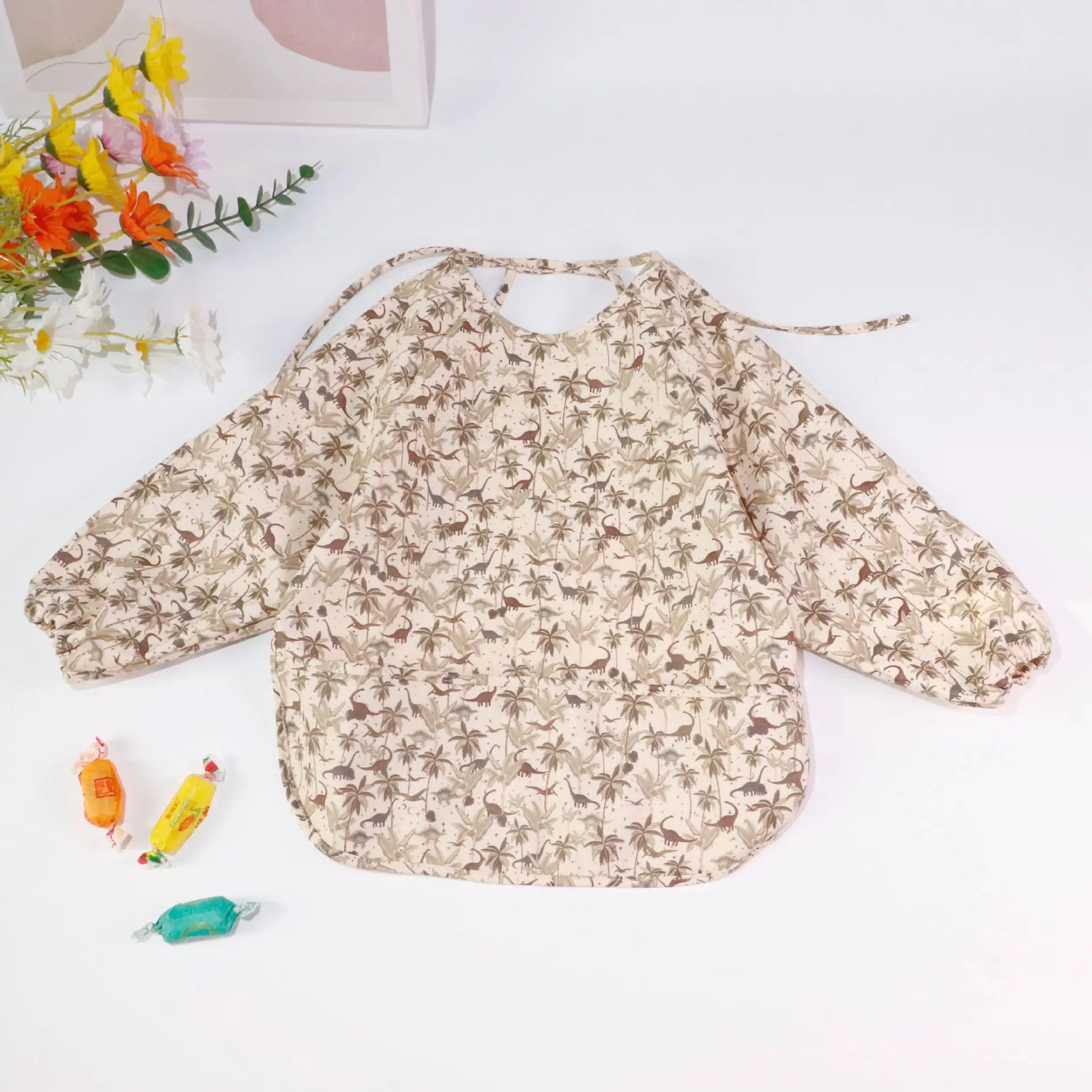 Baberos impermeables de manga larga para beb&eacute;, conjunto de 2 unids/set, bata para beb&eacute; (0-3 a&ntilde;os)-3