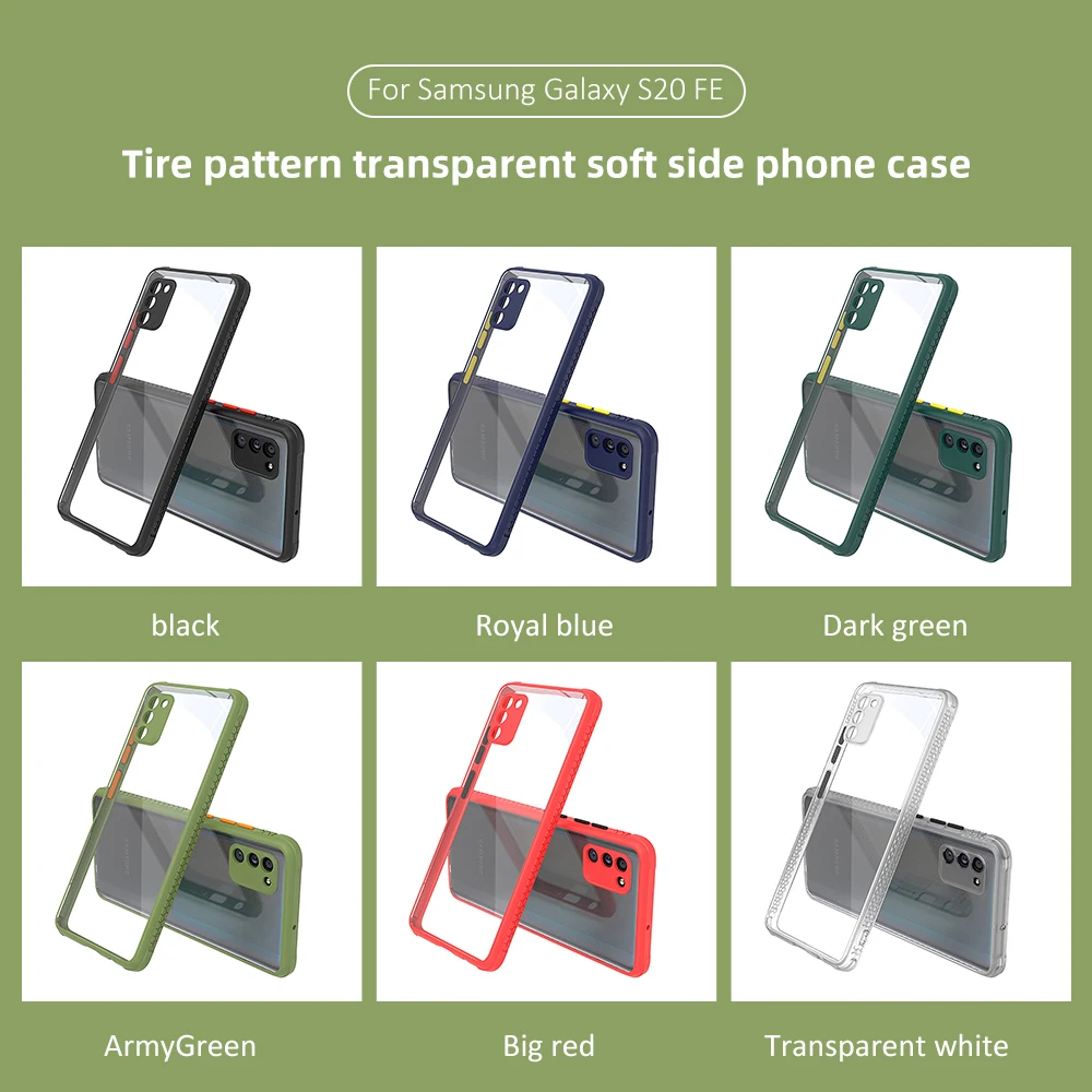 

Tire Pattern Edge Transparent Phone Case For Samsung Galaxy S20 FE S10 S20 Ultra Plus Anti-knock PhoneCover For Galaxy S20 FE