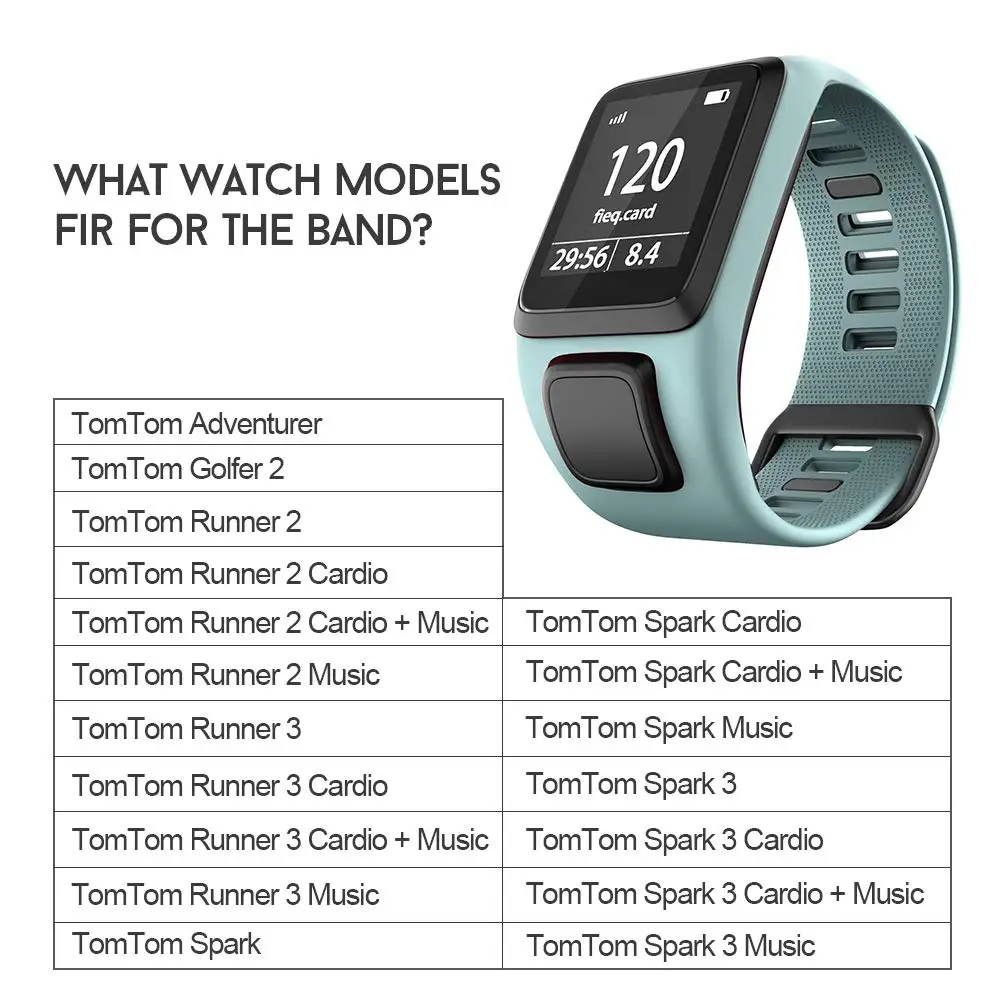 Качественные силиконовые сменные наручные часы ремешок для TomTom Runer 2/3/2 Cardio/Spark 3 Спортивные часы для TomTom 2 3 серии