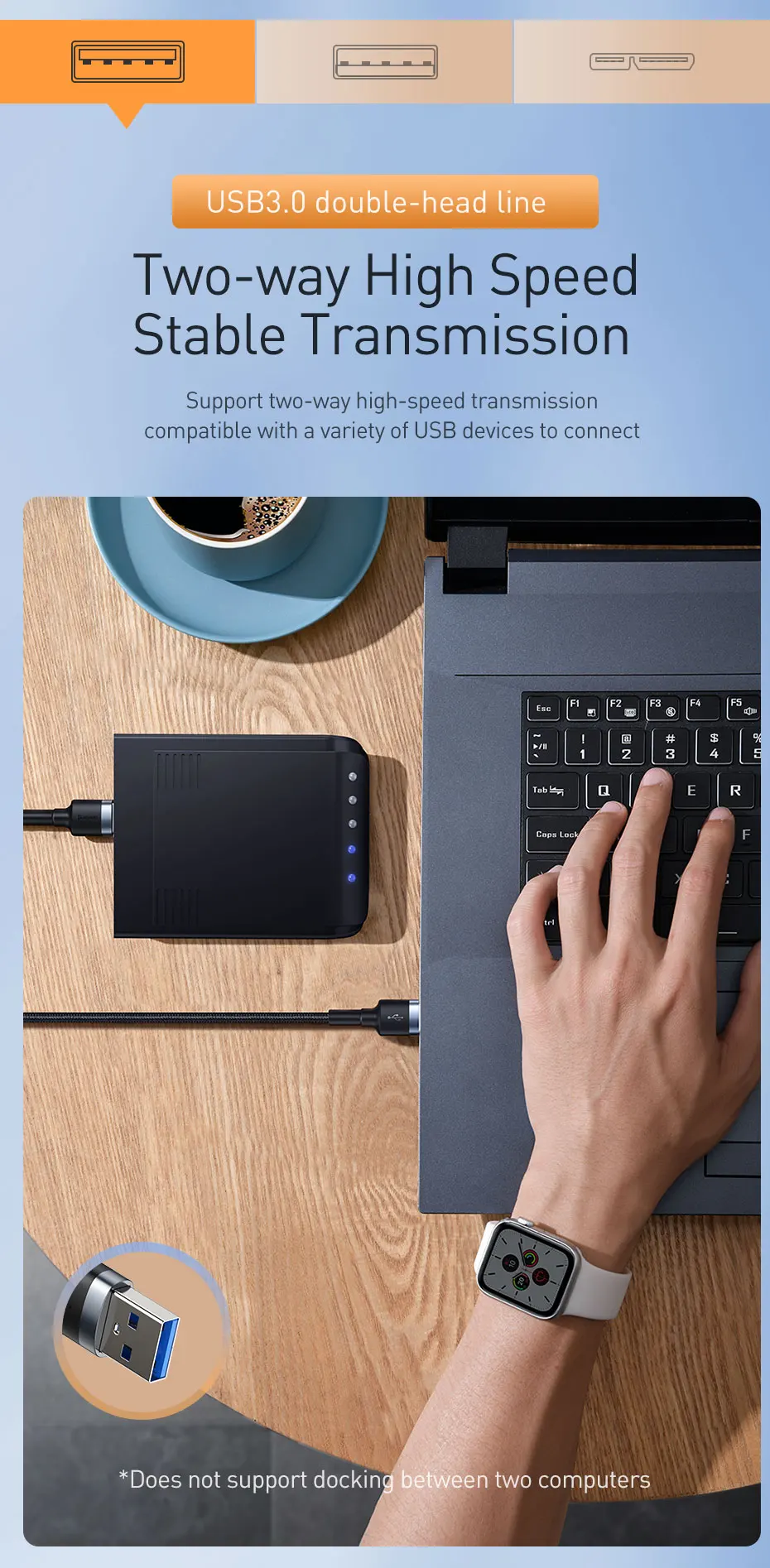Baseus USB кабель-удлинитель USB 3,0 кабель для USB 3,0 Micro USB OTG кабель для Smart tv PS4 HDD USB 3,0 кабель для передачи данных