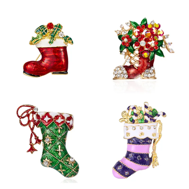 Стразы рождественские красные сапоги фиолетовые/зеленые чулки с бантом сплав