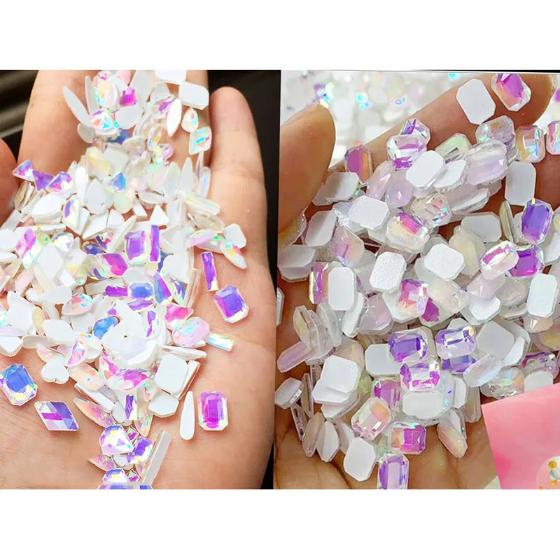 

1bag Special-shaped Nail Rhinestones 3D Flat-back Irregular Glod,White Rhinestone Nail Art Accessories AB Crystal Rhinestone &