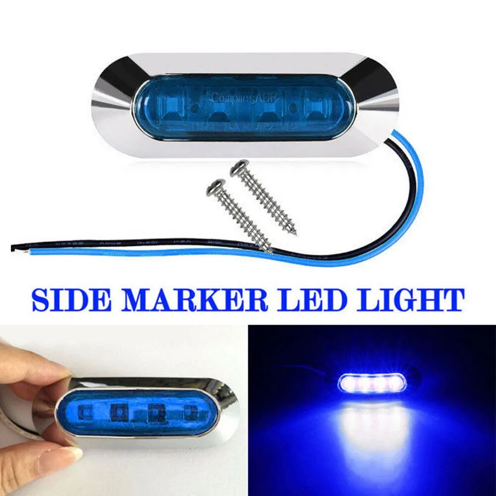

1 X Side Marker Lights Blue 4 LED Clearance Side Marker Truck Trailer Van Lights 12-24V ABS+ PMMA Light Cover Waterproof Lamp