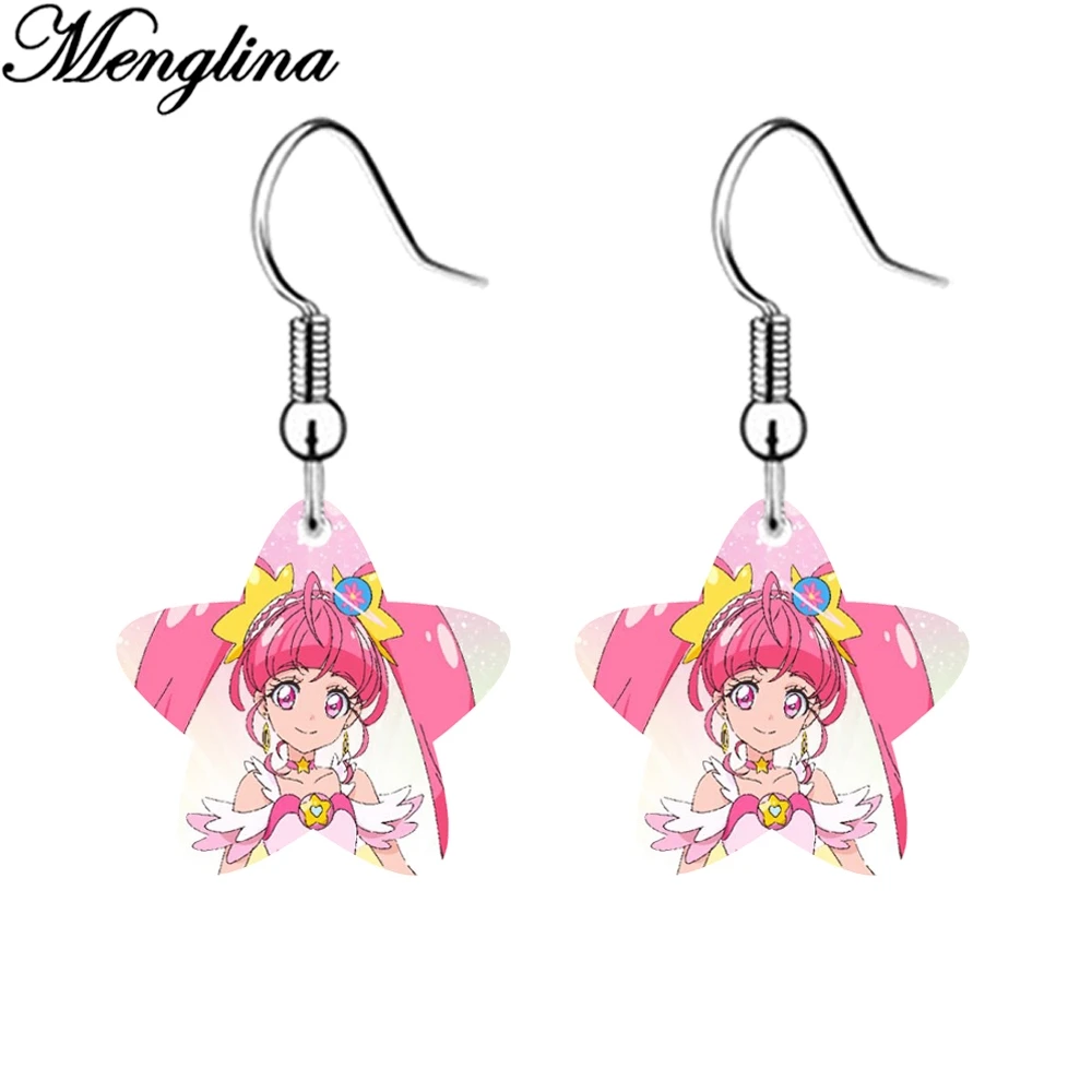 Модные японские акриловые серьги в форме звезды из мультфильма для детей плоские