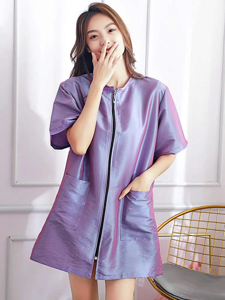 

Одежда для парикмахерской одежда с длинным рукавом средней длины на молнии фартук для стрижки парикмахера комбинезон с коротким рукавом