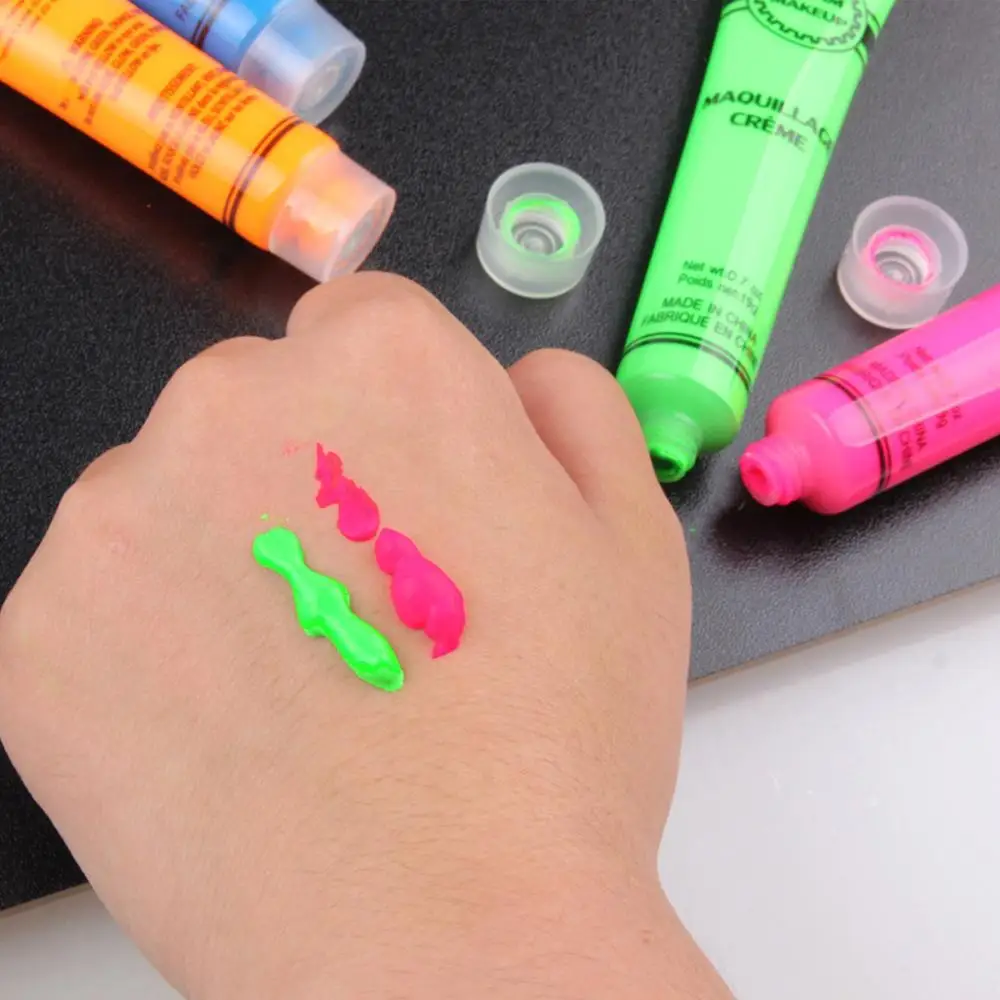 

6 Pcs Set Face & Body Paint Neon Glow in the Dark for Rave Festival Party