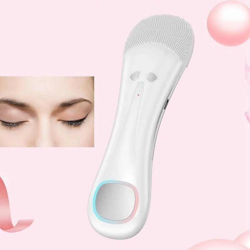 

Electric Cleansing Brush Beauty Instrument,Silicone Cleansing Brush Deep Pores Washing Device Heating Massager