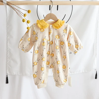 yellow dance bunny Модный детский зимний комбинезон с пасхальным кроликом; зимняя одежда для маленьких девочек; зимняя одежда для девочек; зимнее пальто для малышей; теплый комбинезон - Цвет: yellow dance bunny