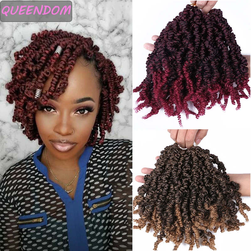 

Pre-twisted Spring Twist Hair Extensions 10 Inch Synthetic Curly Bomb Spring Twist Hair Ombre Passion Twist Crochet Braids Hair