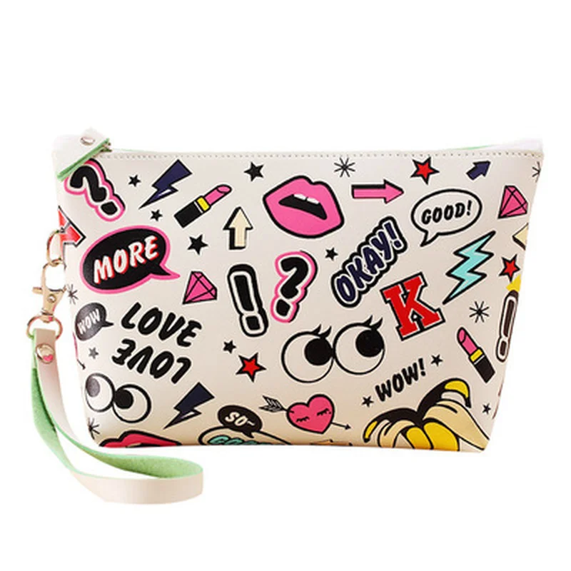 

Cartoon Modern Girl Pu Cosmetic Bag Coin Purse Storage Bag
