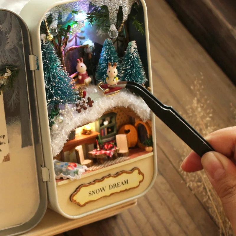 box theater dollhouses wooden doll house miniature home nostalgic theme dollhouse furniture accessories toys for kids free global shipping
