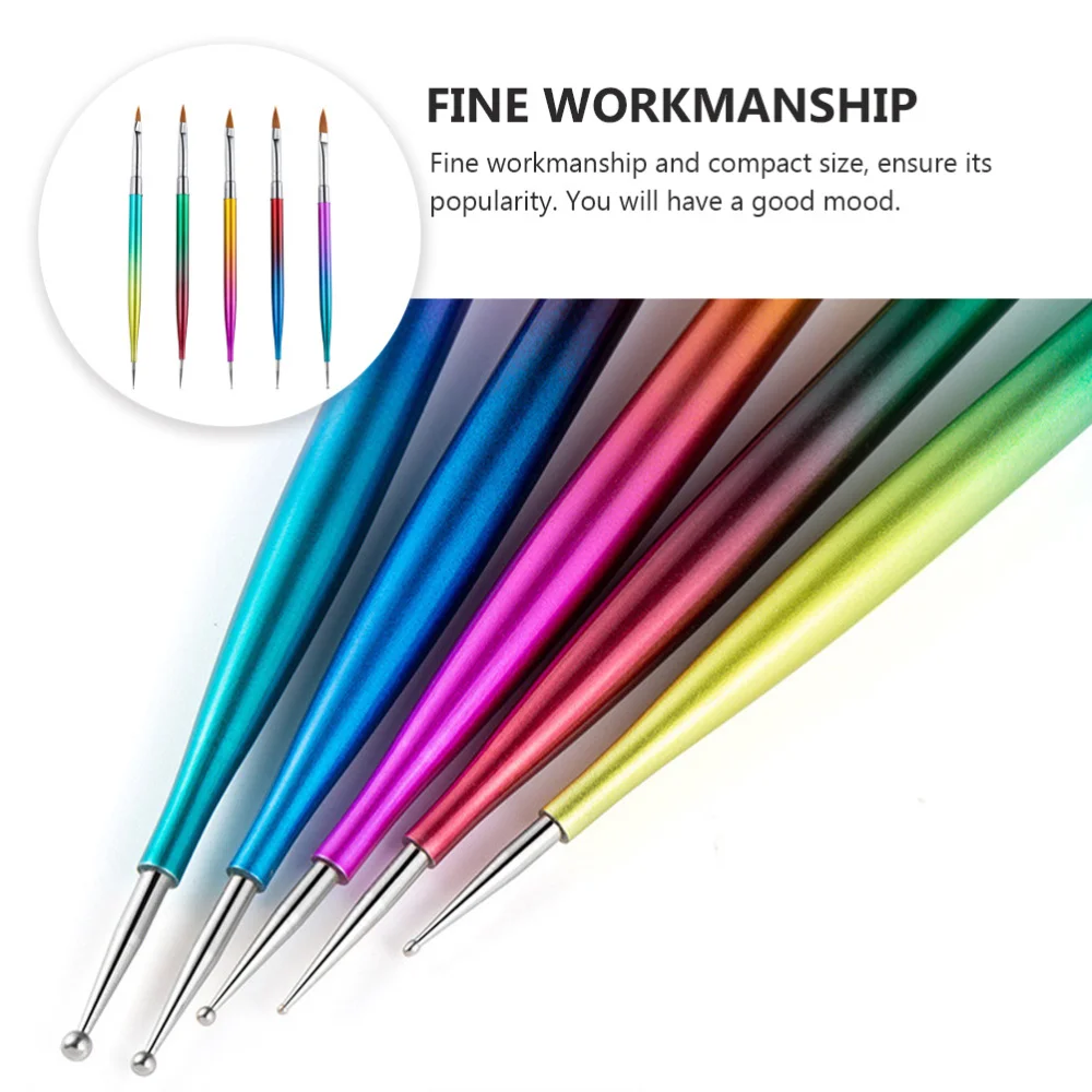 

5PCS Nail Art Pen Set Double-ended Point Drill Pen UV Pen Color Drawing Pen