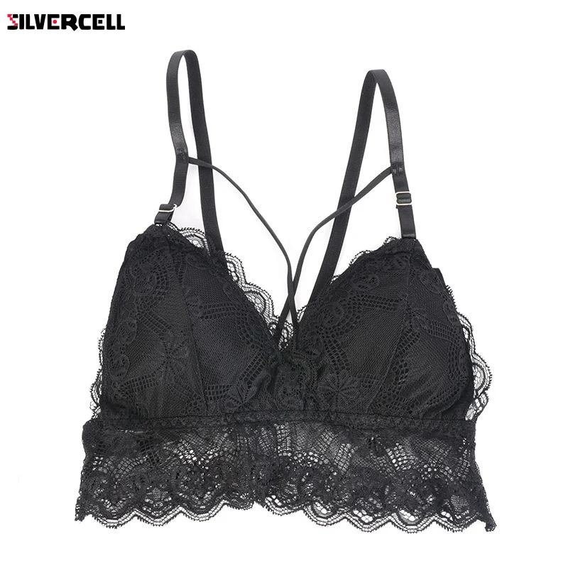 Сексуальный женский кружевной бюстгальтер без косточек цветочный бюстье