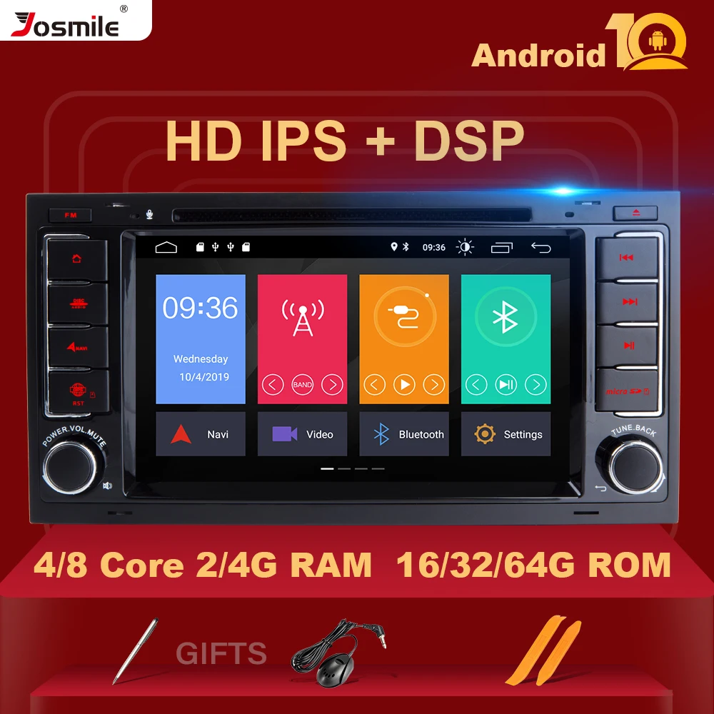Автомобильный DVD-плеер IPS DSP 8 ядер 4 Гб 64 2 Din Android 10 для VW/Volkswagen/Touareg/Transporter T5 2004-2011