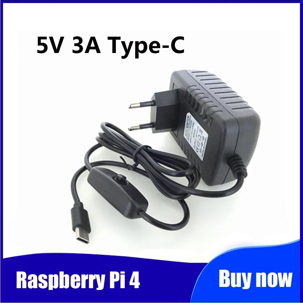 

Raspberry Pi 4 alimentation 5V 3A type-c adaptateur secteur avec interrupteur marche/arrêt EU US AU UK USB-C chargeur pour Raspb