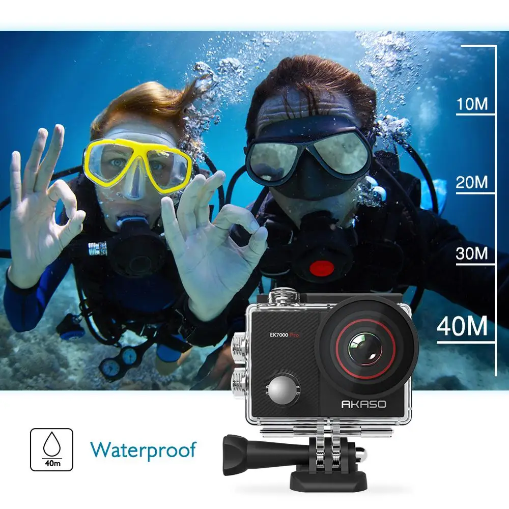 Экшн камера AKASO Go EK7000 Pro 4K 16 МП сенсорный экран угол обзора 170 °|Экшн-камеры| |