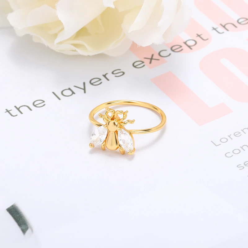 

Personalized Zircon Insect Rings For Woman Simple Animal Style Golden Silver Finger Rings 2021 Trend Women Jewelry Gift