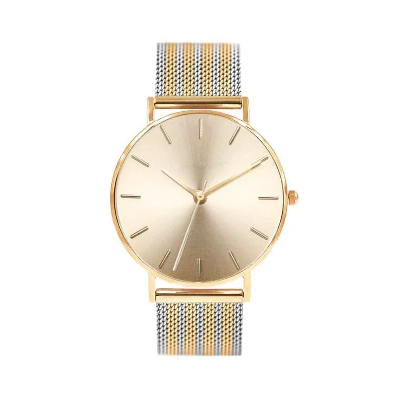 

Mavis Hare Newest WAHINE Watches Wristwatch with gold silver Electricity between color Stainless steel mesh bracelet Bands