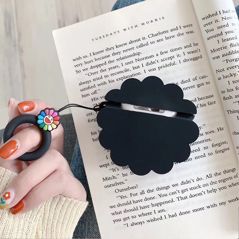 3D чехол для наушников с радужным цветком Apple Airpods 1 2 Pro силиконовый | Электроника