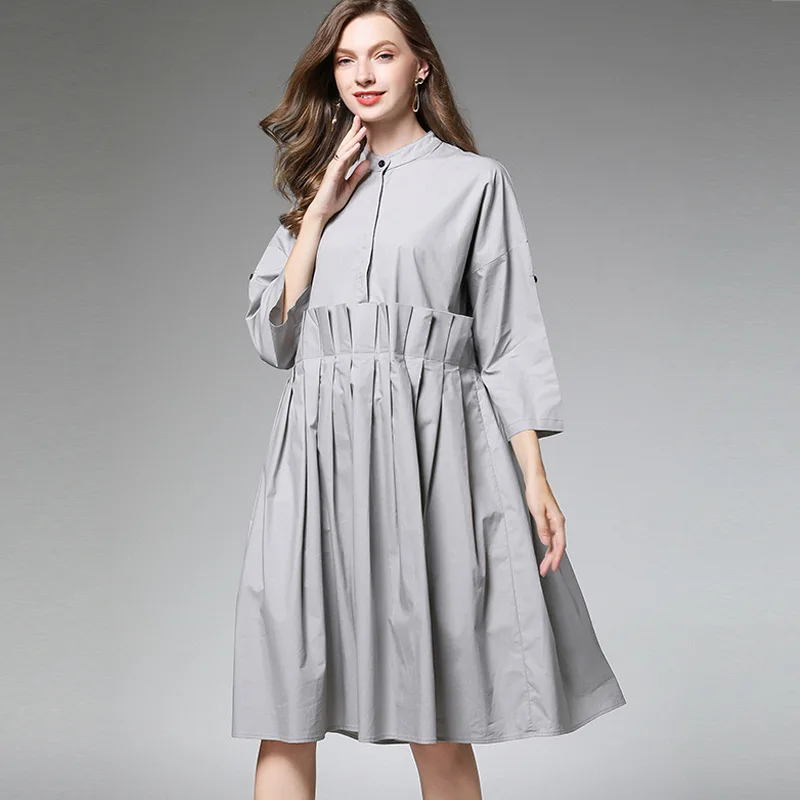 Женское свободное платье [LANMREM] длинное с Секцией воротника модель PA232 на осень 2020