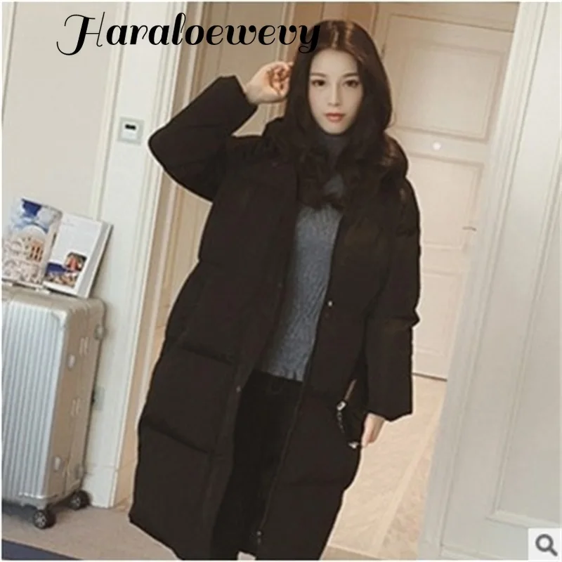 Женский пуховик 2019 зимняя женская куртка Модное Длинное пуховое пальто с