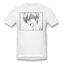 kyo t shirt men black fruits basket tohru cute yuki soma anime printing summer large tshirts cotton tops