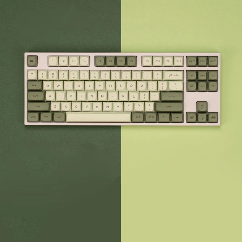 Matcha Green Tea Mechanical Keyboard Keycap 124PCS XDA Profile Dye Sub Key Cover Compatible with Cherry MX GK61 64 84 96