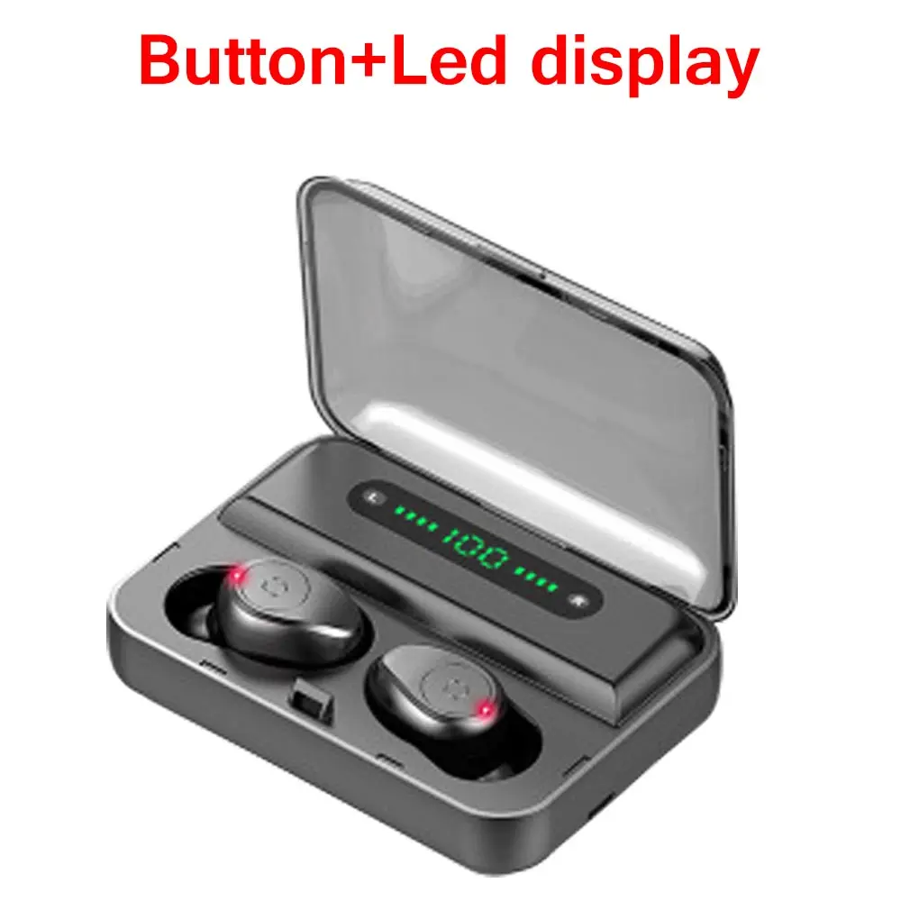 Button led black TWS светодиодный дисплей мини беспроводной стерео Bluetooth 5,0 наушники водонепроницаемый зарядный мини невидимая кнопка - Цвет: Button led black