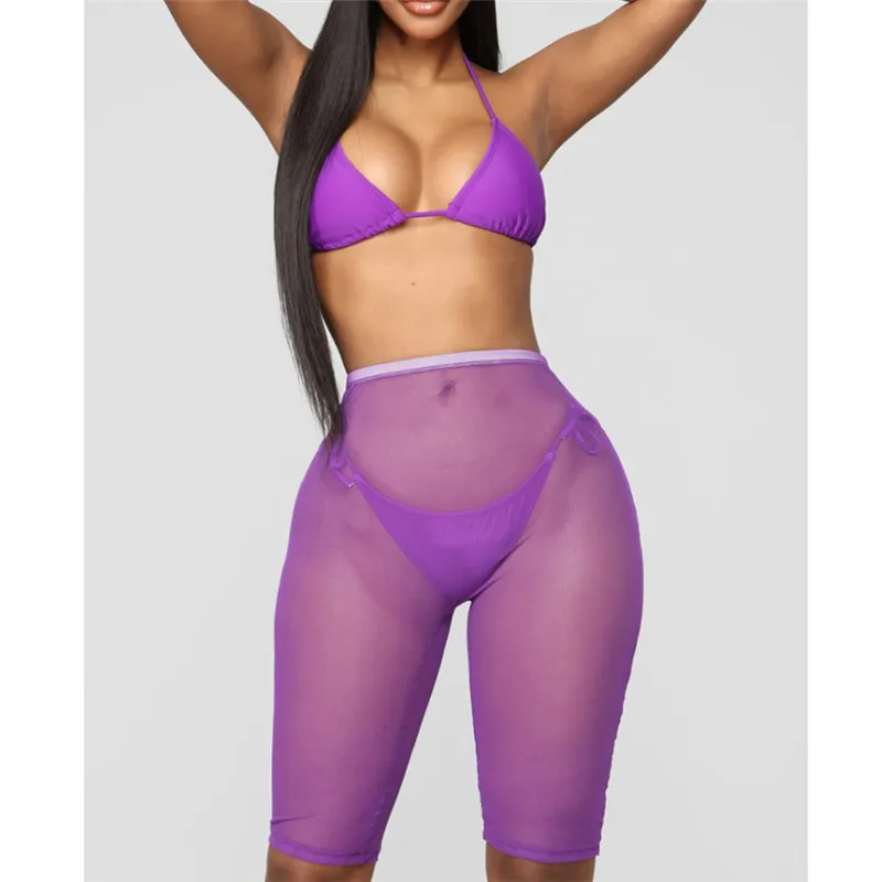 Прозрачные женские шорты-бикини прозрачные летние однотонные шорты с высокой