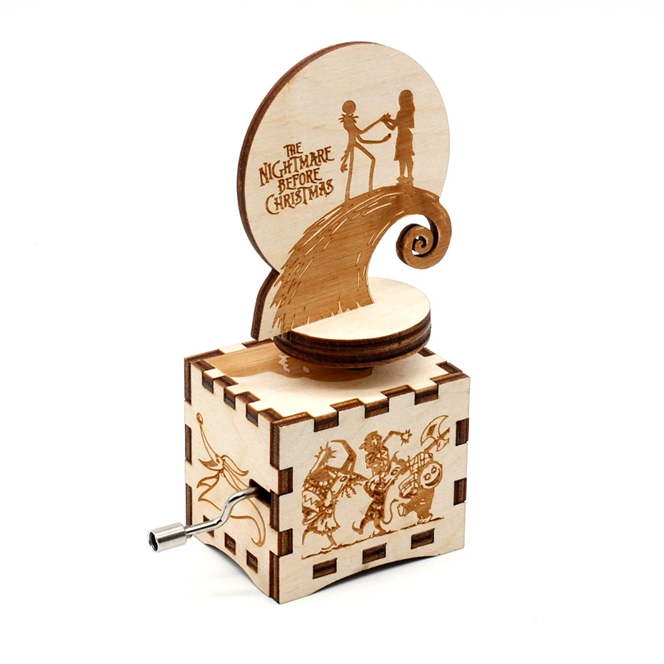 Деревянная музыкальная шкатулка ручной работы сделай сам тема Хэллоуина