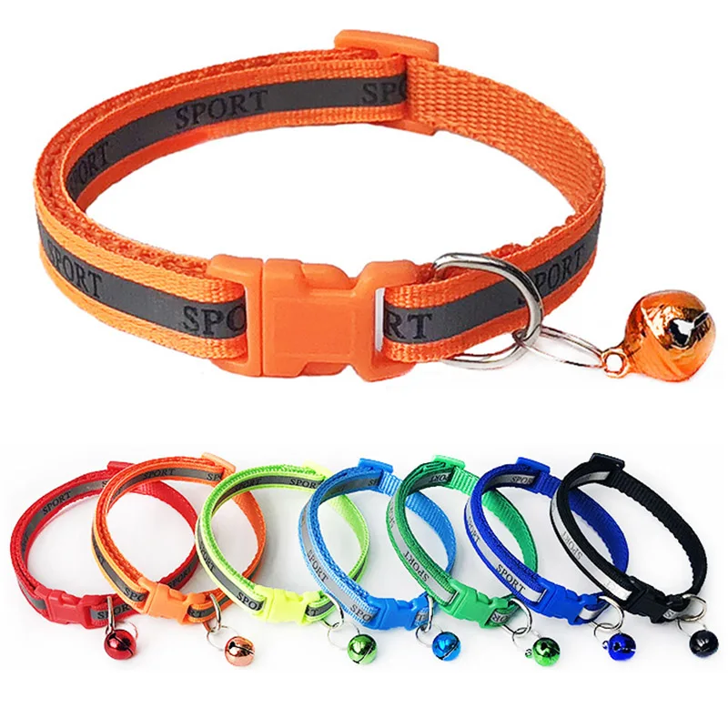 Pet Dog Collar Night Safety reflective Leash Collars With Bell Luminous Fluorescent Dogs Cats and Supplies | Дом и сад