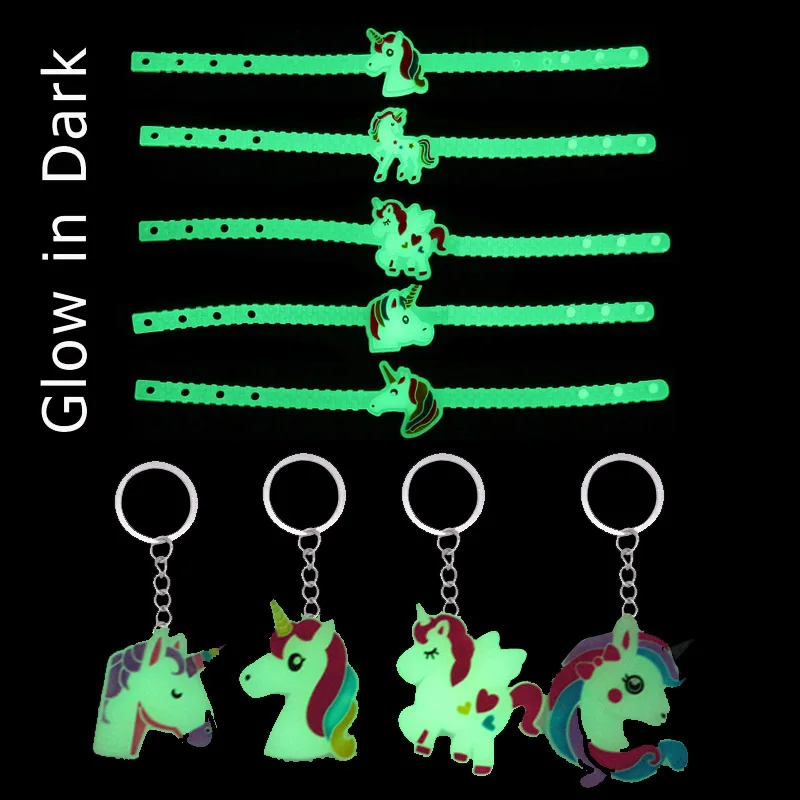 Креативный мультяшный светящийся Единорог силиконовый в темноте брелок браслет