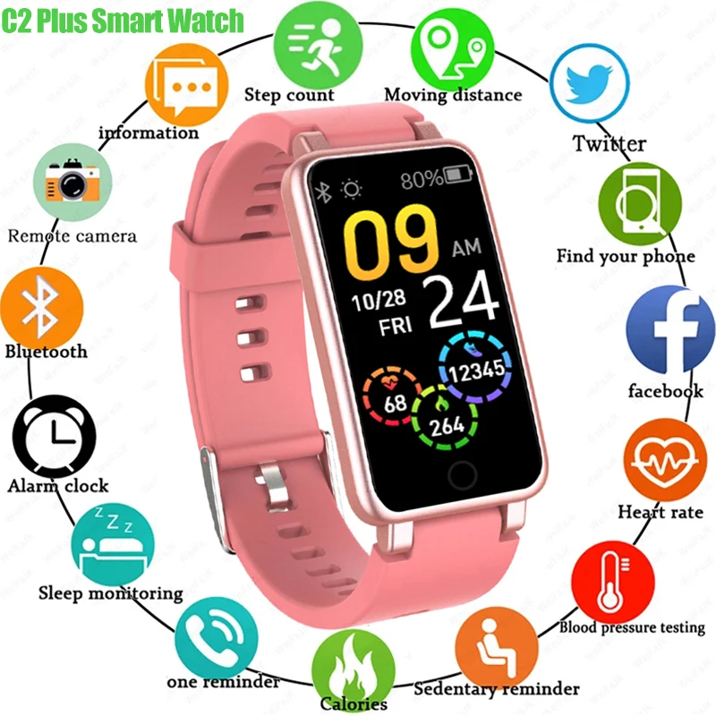 

C2 Plus 1.14 Inch Smart Bracelet Ip67 Waterproof Fitness Tracking Sport Watch For Android/ios Sleep Blood Pressure Monitoring