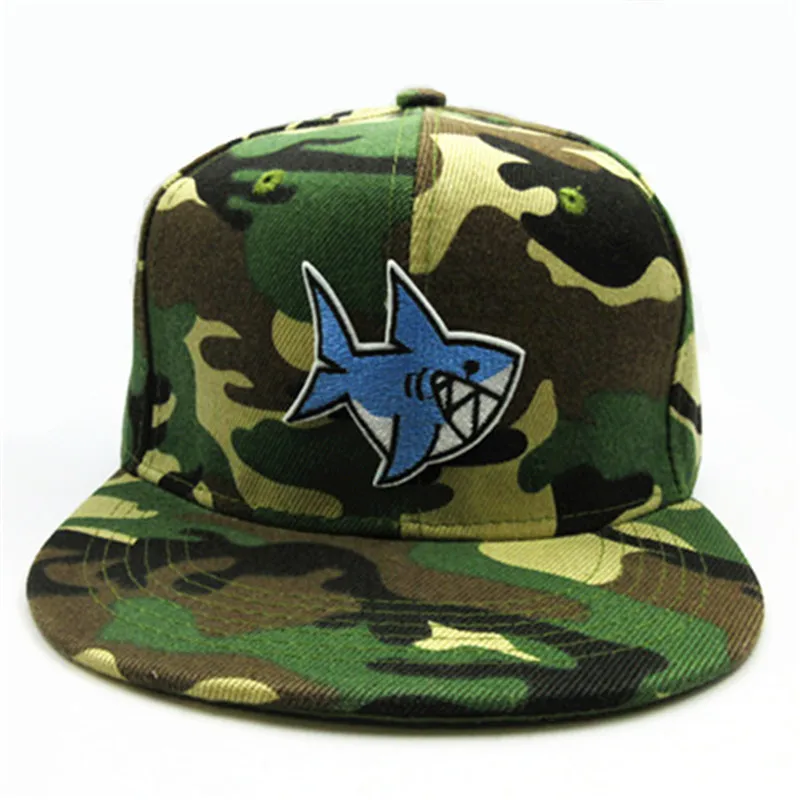 Хлопковая бейсболка с вышивкой в виде акулы Кепка стиле хип хоп регулируемая для