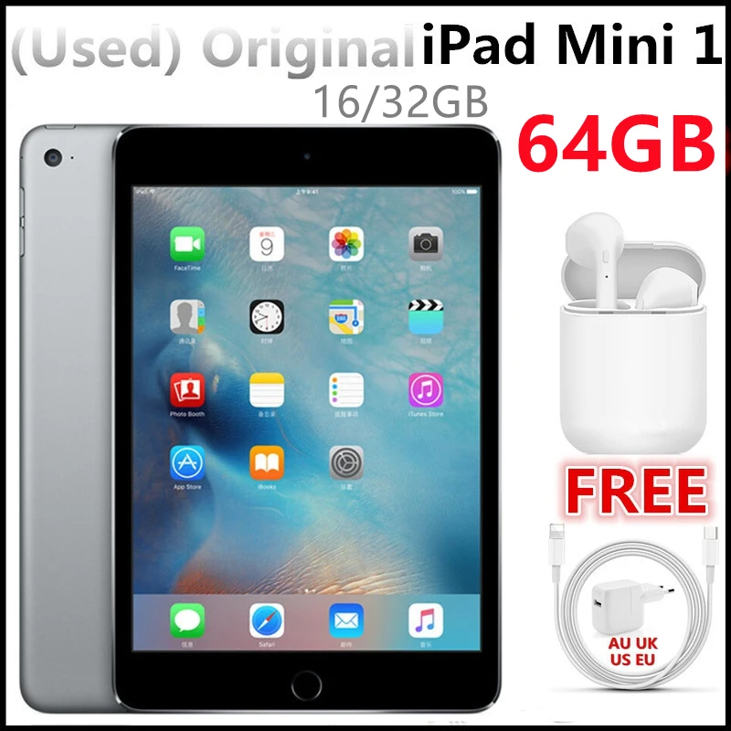 

(Used iPad）95%New Original Apple iPad Mini 1 16GB 32GB 64GB Wifi, ios 9.35,100% Working Condition,FREE Bluetooth Earphone.