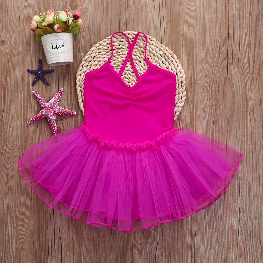 Toddler Girls Ballet Tutu Dress Soild Leotards Strap Sleeveless Gymnastics Swim Suit For Dancing HOOLER | Детская одежда и обувь