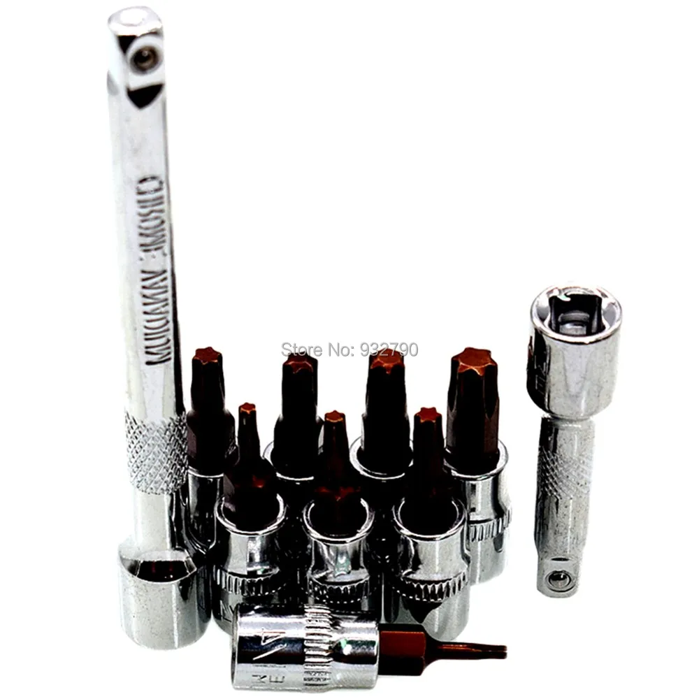 

Набор торцевых головок Torx-Star, 8 шт., 1/4 дюйма, Набор торцевых головок, гаечных ключей T8 T10 T15 T20 T25 T27 T30 T40 + 2 шт., 1/4 дюйма, приводной удлинитель бар