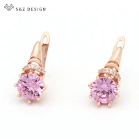 sz design korean new fashion round cubic zirconia dangle earrings for women wedding jewelry trendy fine anti allergy eardrop