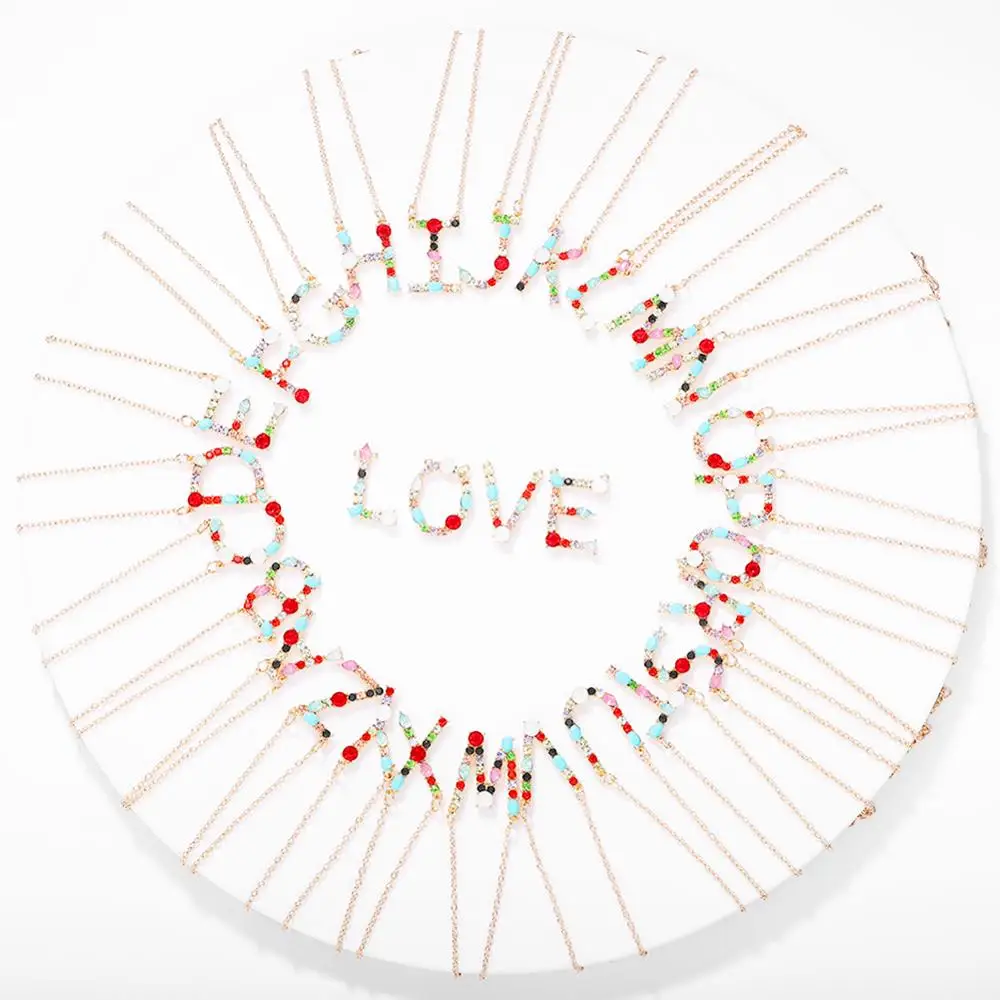 Богемная красочная буква ожерелье женское классическое короткое смелые цепочки