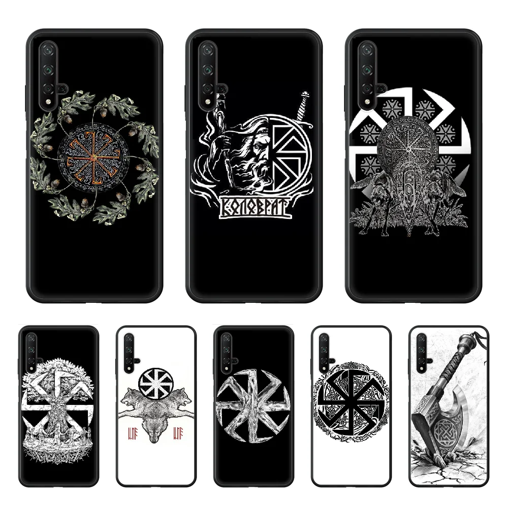 

Slavic Viking symbol Kolovrat Phone Case hull For huawei honor 7 8 9 10 20 A S X Lite Pro black funda painting Etui luxury