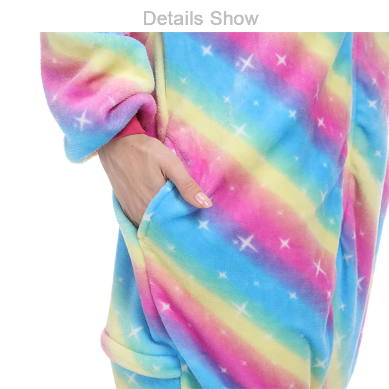 Kigurumi Adult Pajamas Unicorn Winter Women Pajamas Set Animal Panda Stitch Onesie Pyjama Unisex Flannel Sleepwear Jumpsuit