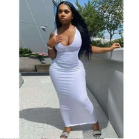 springsummer 2021 woman camisole long stretch dress deep v neck tight skirt sexy night club