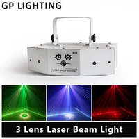 laser show system 3 lens laser patterns projector rgb color home party dj show dmx512 stage effect beam light